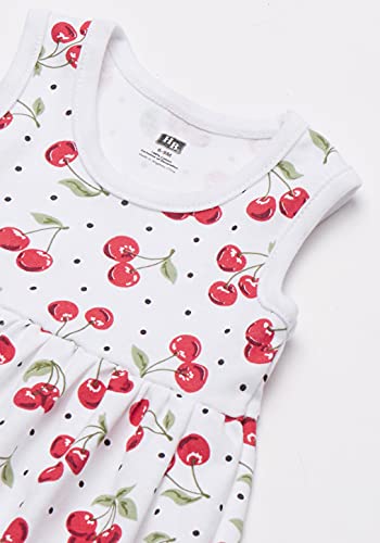 Girl Cotton Dress, Cardigan and Shoe Set, Cherries, 3-6 Months