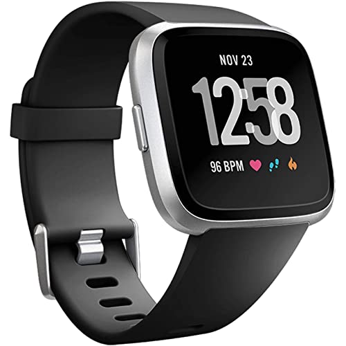 Replacement Bands Compatible with Fitbit Versa SmartWatch, Versa 2 and Versa Lite SE Sports Watch Band for Women Men, Large, Black