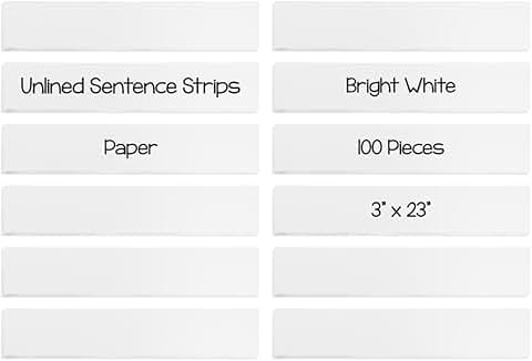 Unruled White Sentence Paper, 3" x 23", Pack of 250