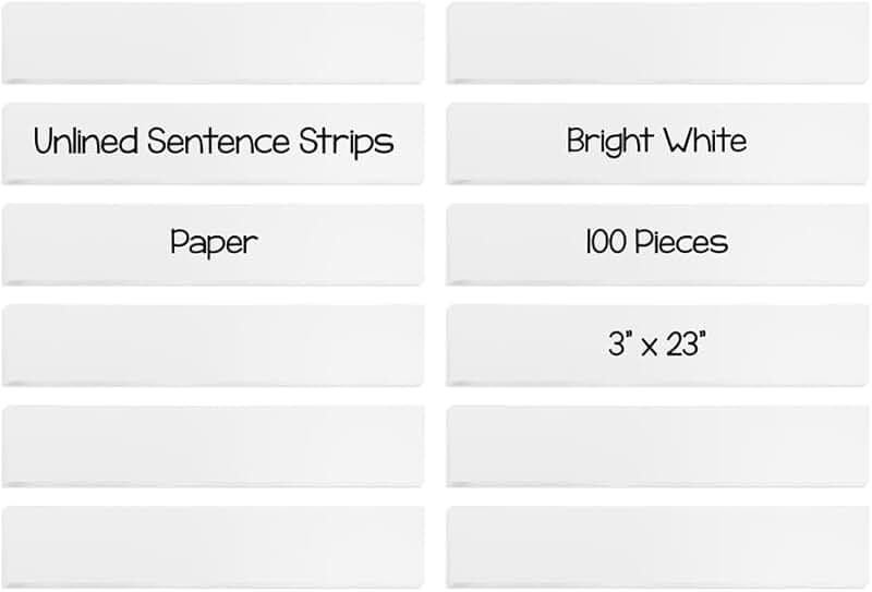Unruled White Sentence Paper, 3" x 23", Pack of 250