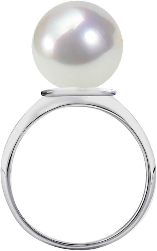 Sterling Silver Shell Pearl Bead Adjustable Ring