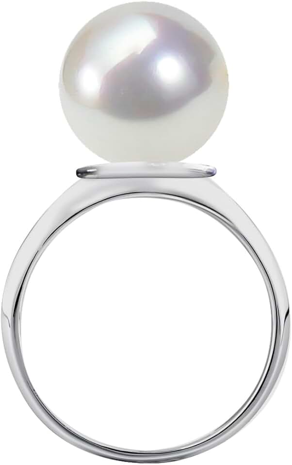 Sterling Silver Shell Pearl Bead Adjustable Ring