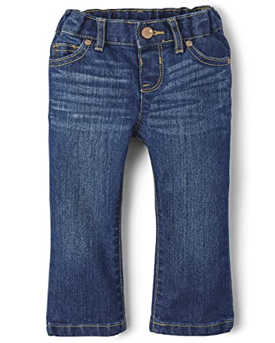 Baby Girls and Toddler Girls Basic Bootcut Jeans, Indigo Stone, 12-18 MONTHS