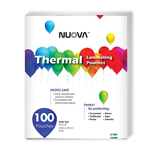 Premium Thermal Laminating Pouches 9" x 11.5", Letter Size, 3 mil, 100 Pack (LP100H)