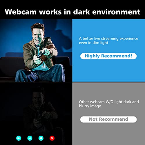 Streaming Webcam with Ring Light - HD 1080P Webcam with Microphone for Desktop PC Laptop, USB Autofocus Web Camera for Online Learning Gaming Google Meet, Free Tripod