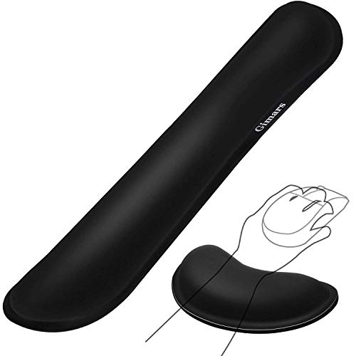 Upgrade Enlarge Gel Memory Foam Set Keyboard Wrist Rest Pad, Mouse Wrist Cushion Support for Office, Computer, Laptop, Mac, Comfortable, Lightweight for Easy Typing Pain Relief, Black