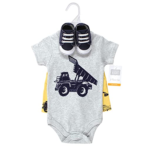 Uni   Cotton Bodysuit, Shorts and Shoe Set Construction Trucks, 0-3 Months