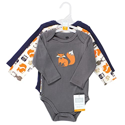 Uni   Cotton Long-Sleeve Bodysuits, Forest, 0-3 Months