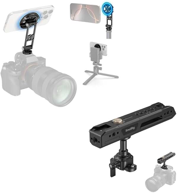 Magnetic Metal Phone Mount and Rotating Top Handle Bundle