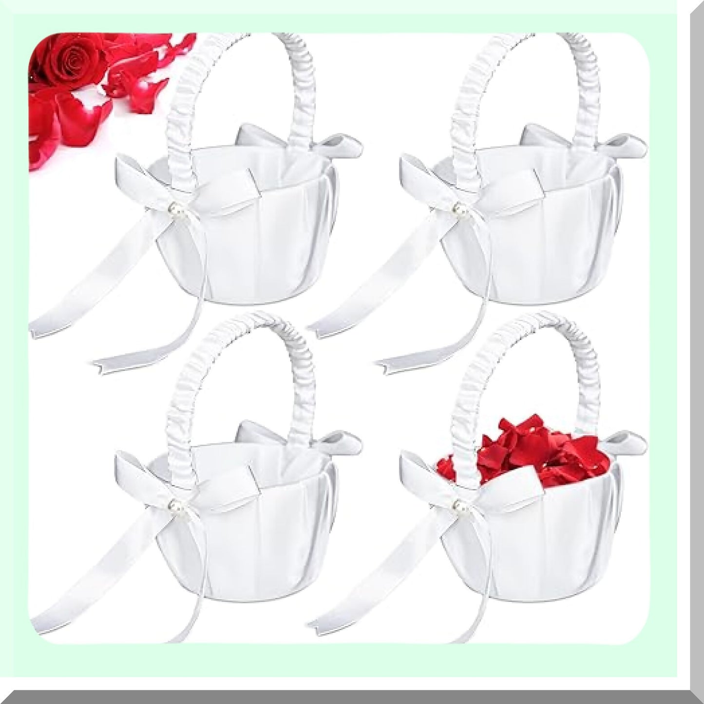 Elegant White Flower Girl Baskets for Weddings and Events