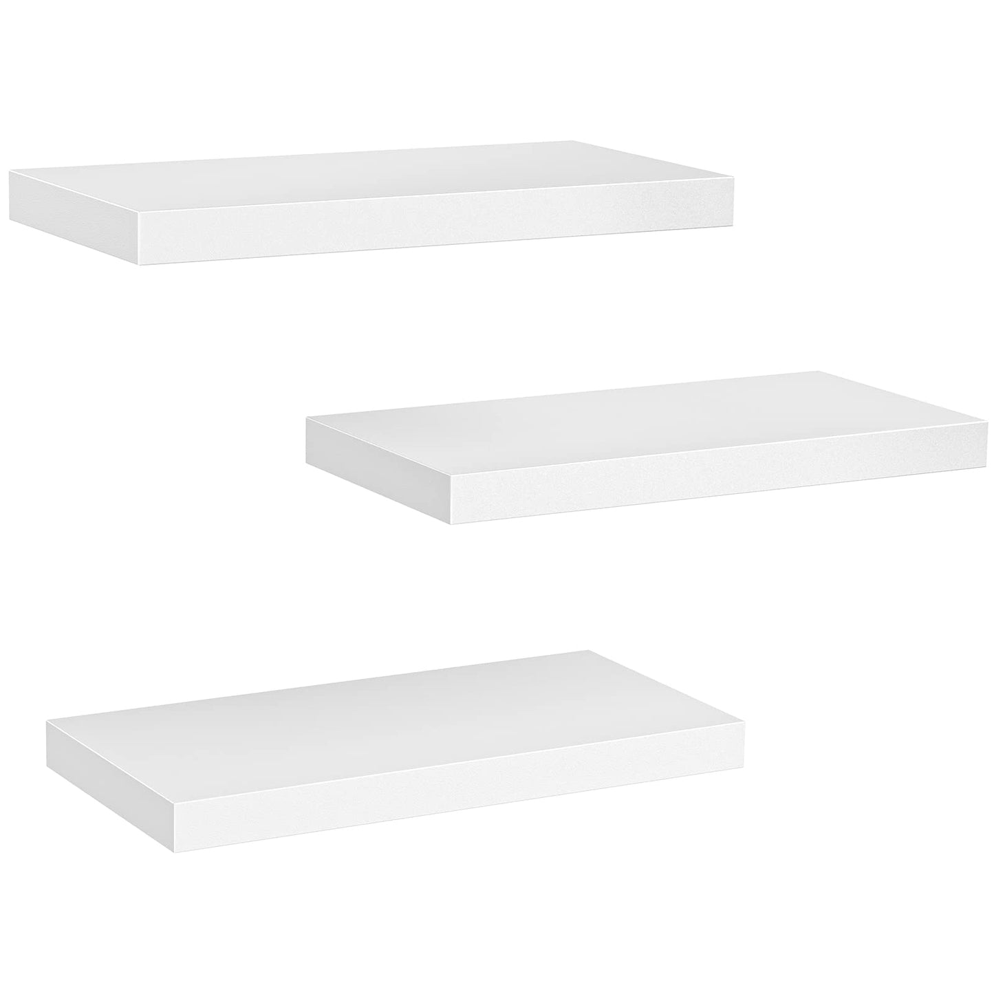 Floating Shelves, Wall Shelves for Bathroom/Living Room/Bedroom/Kitchen Decor, White Shelves with Invisible Brackets Set of 3  AMFS08