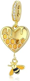 Yellow Crystal Honey Bee Sterling Silver Charm Bead