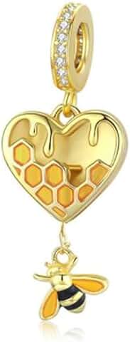 Yellow Crystal Honey Bee Sterling Silver Charm Bead