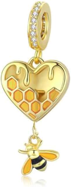 Yellow Crystal Honey Bee Sterling Silver Charm Bead