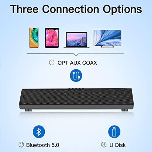 Bluetooth Sound Bar TV/Computer Speakers Wireless Wired SoundBar Home Theater Soundbar Surround Sound Speakers for TV Computer PC Projectors Tablets (S16AOpt)