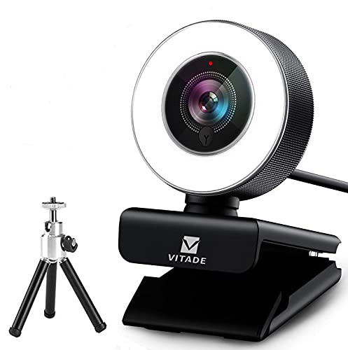 Streaming Webcam 1080P with Adjustable Ring Light, Advanced Auto-Focus with Tripod 960A HD USB Web Cam for Xbox Gaming Conferencing Video Chatting Mac Desktop Computer Laptop Wide Angle Webcam