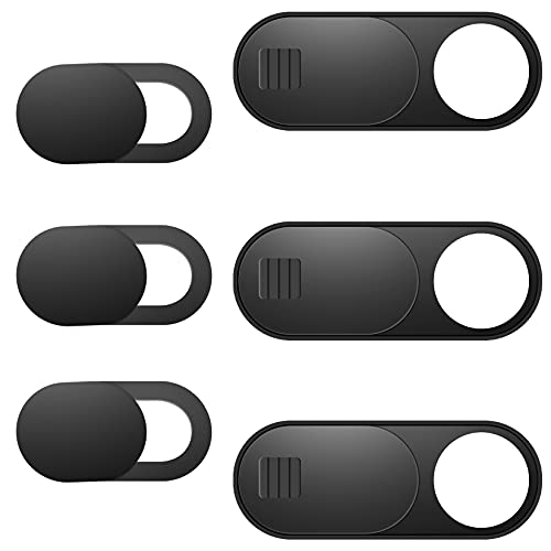 6-pack black ultra-thin webcam covers for laptops and phones