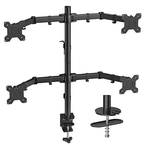 Quad monitor stand for 13-27 inch screens with full articulation
