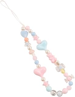 Cute Beaded Phone Wrist Strap with Candy Hearts