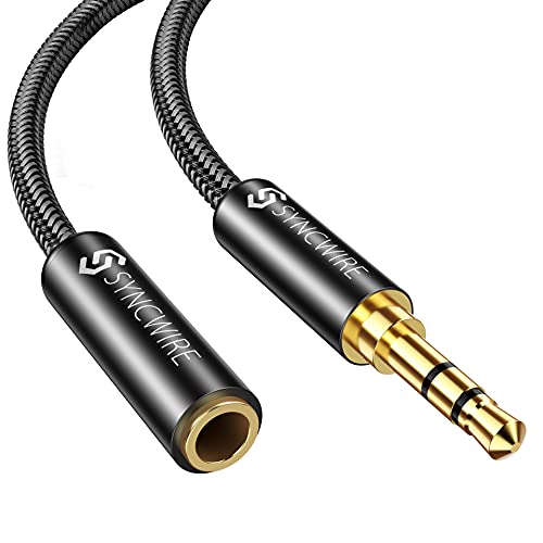 Headphone Extension Cable - 6FT [Hi-Fi Sound][Gold Plated Jack][TRS] Nylon-Braided 3.5mm Male to Female Audio Cable Extension Cord Compatible with iPhone iPad Smartphone Tablets Media Players