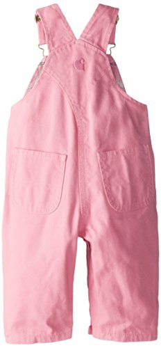 girls Girls' Washed Microsanded Canvas Flannel Lined Bib infant and toddler overalls, Rosebloom, 24 Months US