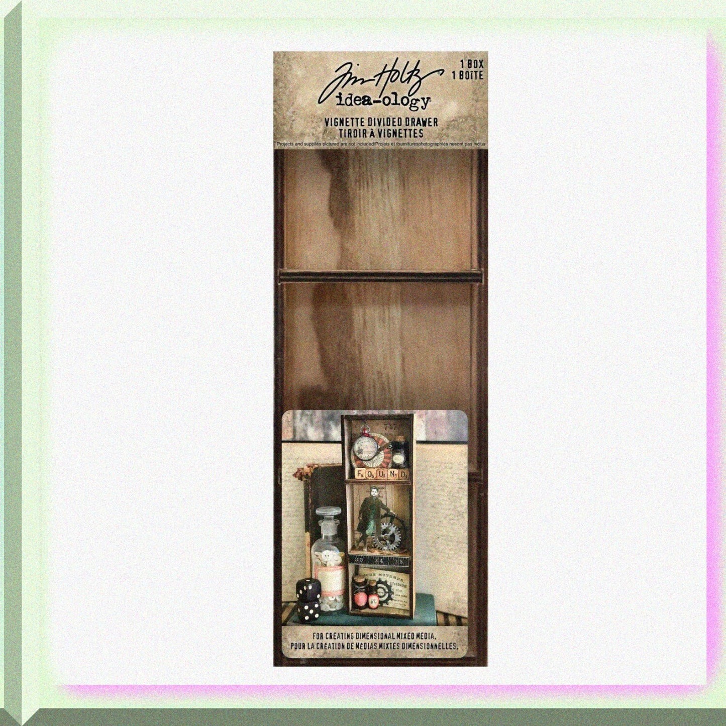 Wooden Drawer Box with 2 Dividers Brown