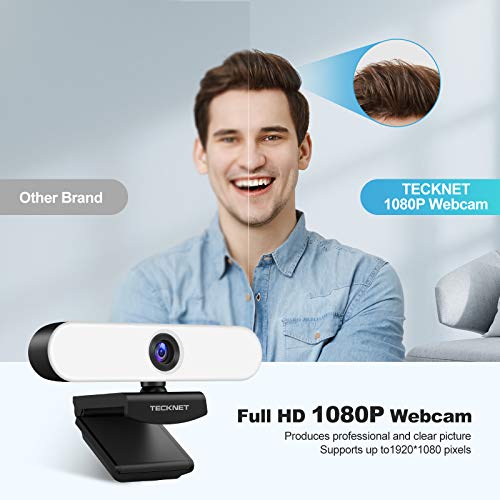 1080P Webcam with Microphone for Desktop, Streaming Webcam with 3-Level Brightness Adjustable Ring Light, USB PC Computer Camera for Video Conferencing/Calling/Live Streaming/Online Learning