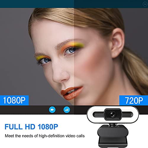 1080P Webcam with Microphone, Streaming Web Camera with 3-Level Brightnes & Tripod,Auto-Focus HD Streaming Camera, Plug and Play, for Computer,Zoom Call,YouTube,Video Conferencing