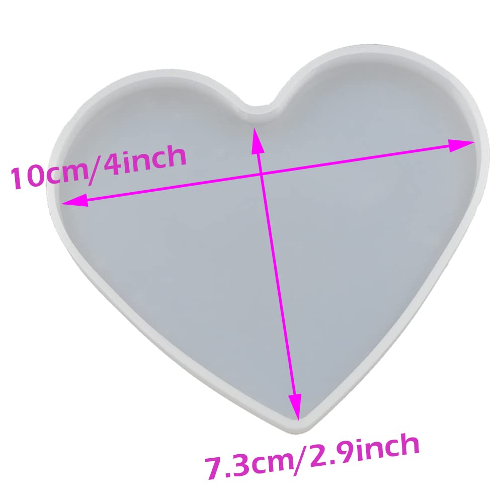 Love Heart Epoxy Mold Set 5Pcs Silicone Coasters