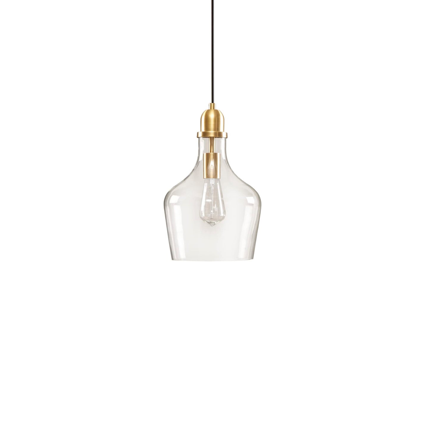 Auburn Modern Pendant Lighting  Gold Base, Bell Shaped Gl Shades Chandelier, Gold/Clear