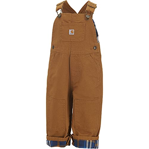 boys Canvas Flannel Lined infant and toddler overalls,  Brown, 3 Months US