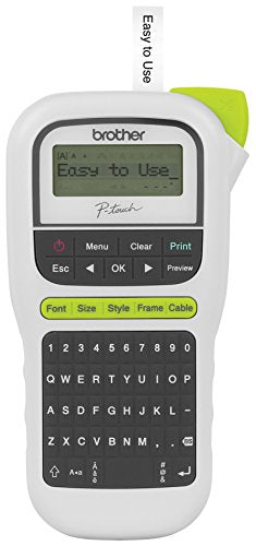 P-Touch, PTH110, Easy Portable Label Maker, Lightweight, Qwerty Keyboard, One-Touch Keys, White