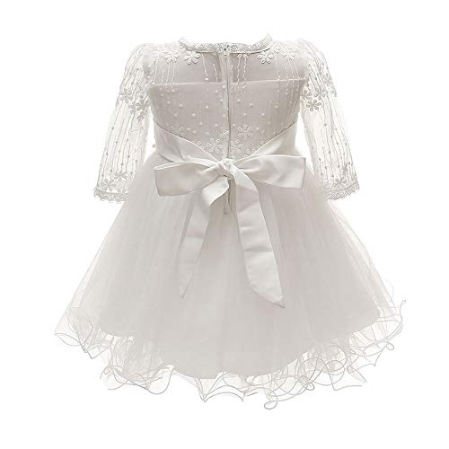 Baby Girls' Floral Lace Dresses Pageant Birthday Dress Size 3M - White
