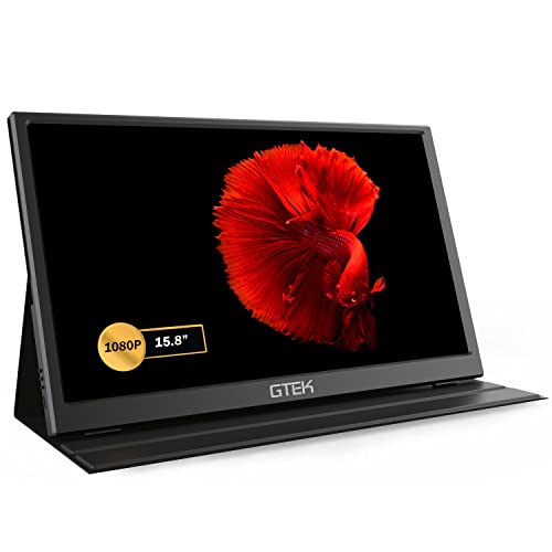 Portable Monitor - 15.8 Inch IPS Full HD 1920 x 1080P Screen with Speaker, Second Dual Computer Display, Wider Than 15.6 Inch, External Travel Monitor for MacBook Laptop PC, Includes Smart Cover