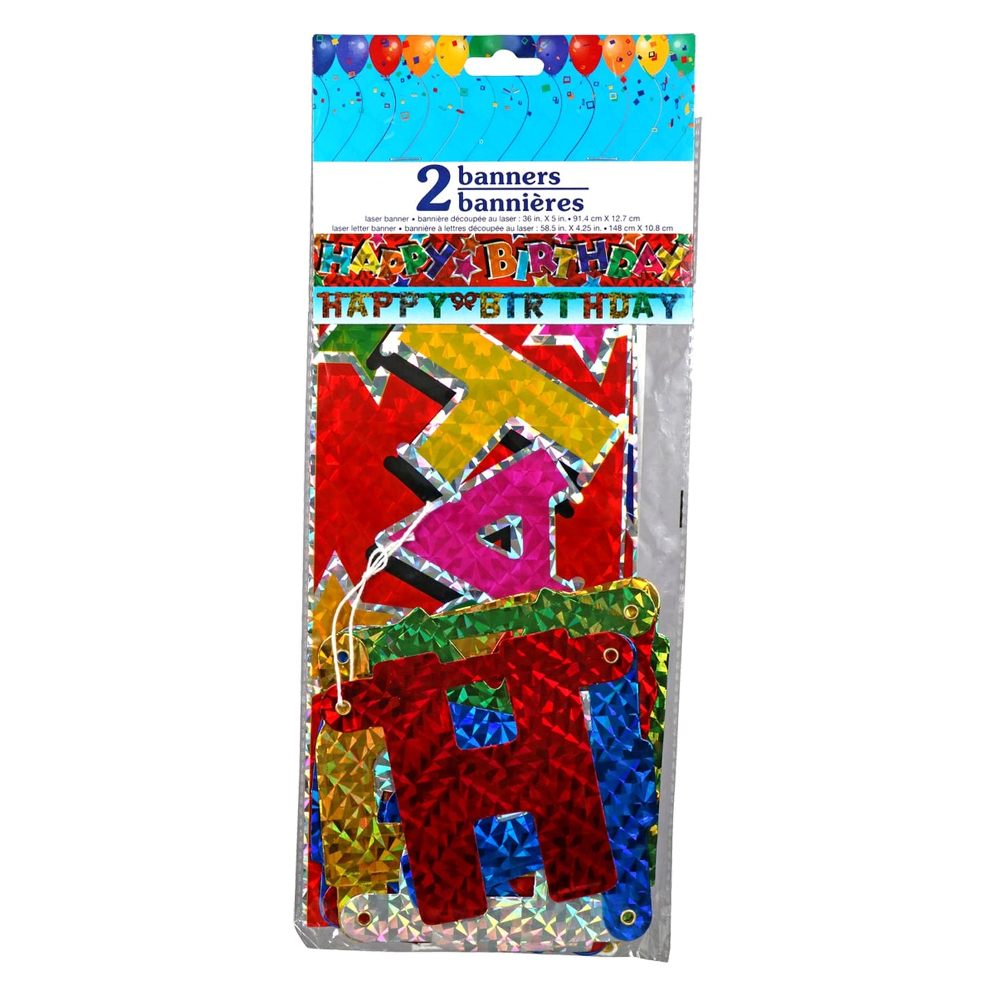 Assorted Bright Foil "Happy Birthday" Banners, 2-ct. Packs (Pack of 36)