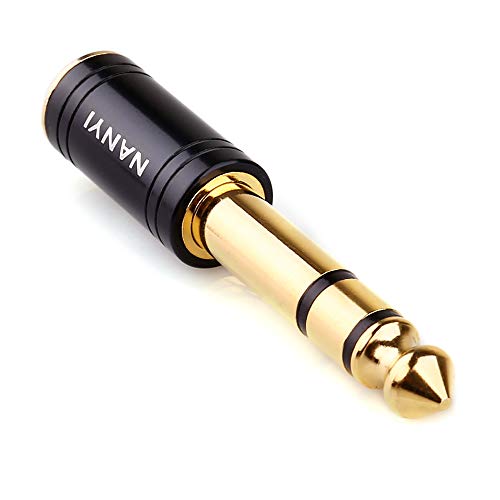 1/4'' Male to 1/8'' Female Stereo Headphone Adapter Connect Cable, Upgrade 6.35mm Jack Stereo Socket Male to 3.5mm Jack Stereo Plug Female for Headphone, Amp Adapte, Black 1-Pack