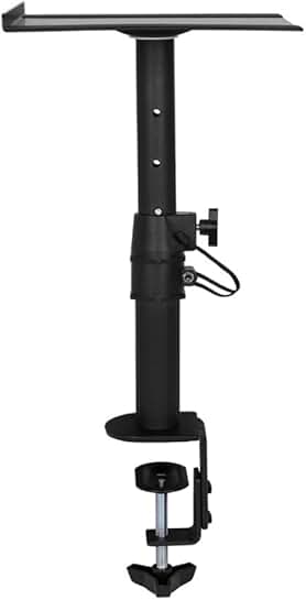 Adjustable Clamp-On Desktop Speaker Mounts for Bookshelf Monitors