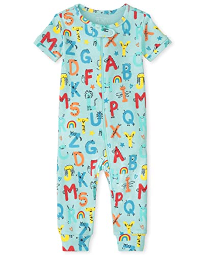 baby girls  Uni  Snug Fit 100% Cotton Zip-front One Piece Footed Pajama and Toddler Sleepers, Alphabet, 0-3 Months US