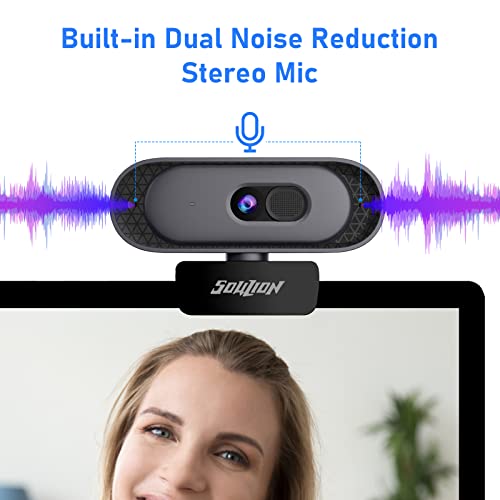 C30 Webcam with Microphones, 2K Quad HD 1080p 60fps USB Web Cam with Private Cover for PC Computer/Laptop/Desktop, Stereo Audio Pro Web Camera for Streaming/Conferencing/Gaming/Recording