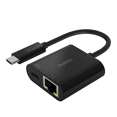 USB-C to Ethernet Adapter + Charge (60W Passthrough Power for Connected Devices, 1000 Mbps Ethernet Speeds) MacBook Pro Ethernet Adapter (INC001btBK)