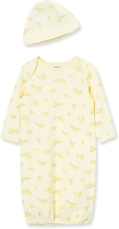 Baby Girl or Boy 2-Piece Cotton Nightgown and Cap Set