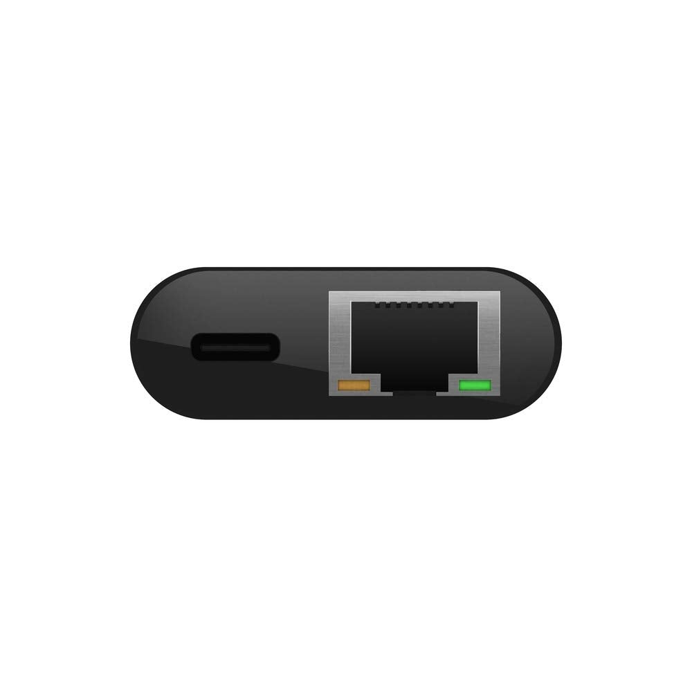 USB-C to Ethernet Adapter + Charge (60W Passthrough Power for Connected Devices, 1000 Mbps Ethernet Speeds) MacBook Pro Ethernet Adapter (INC001btBK)