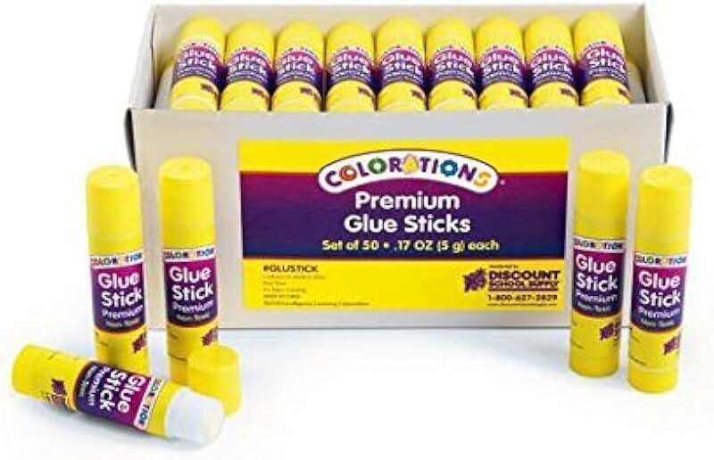 Washable White Glue Sticks, 50 Pack