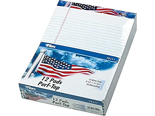 Legal size white writing pad, 50 sheets, pack of 12