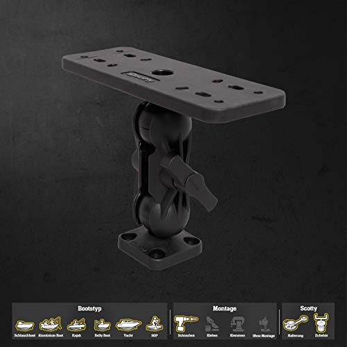 0163 Ball-Mount Fish Finder and Universal Mounting Plate , Black , Large