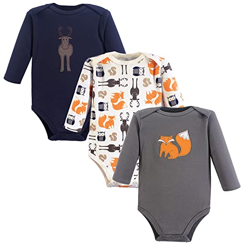 Uni   Cotton Long-Sleeve Bodysuits, Forest, 0-3 Months