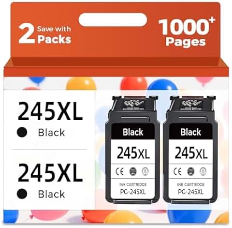 Black Ink Cartridge Replacement for Canon 245XL (2 Pack)