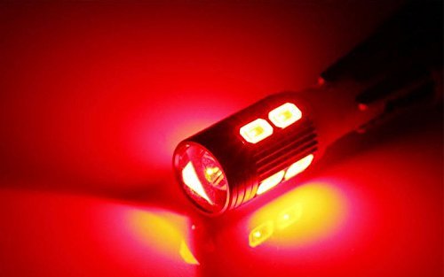 (10) Brilliant Red 10-SMD 921 912 920 168 T10 LED Replacement Bulbs Compatible With Truck Exterior 3rd Brake Lamp Cargo Lights