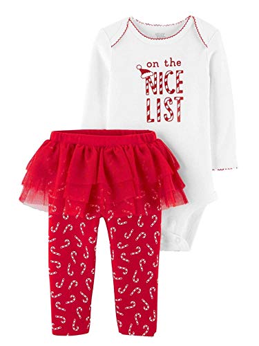 Baby Girls' Nice List 2 Piece Outfit Set (3 Months) Red White