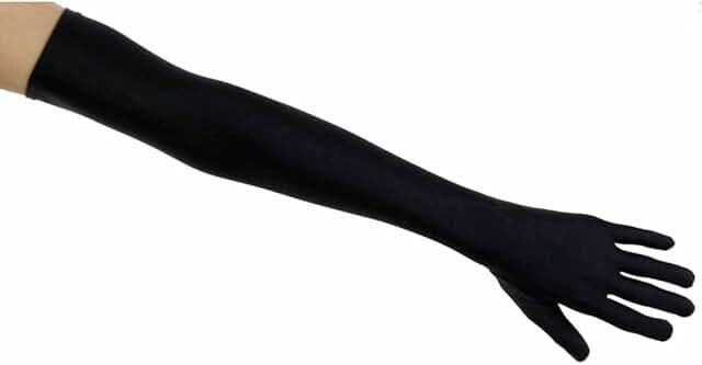 Black Matte Satin Opera Length Gloves